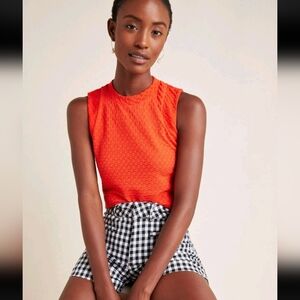 Anthropologie Maeve Jacquard Knit Sleeveless Top Small Pre Owned Red/Orange Top